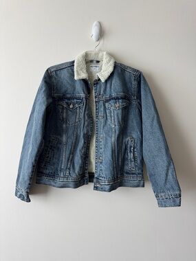 Old Navy Denim Jacket with Cream Sherpa Collar - Blue